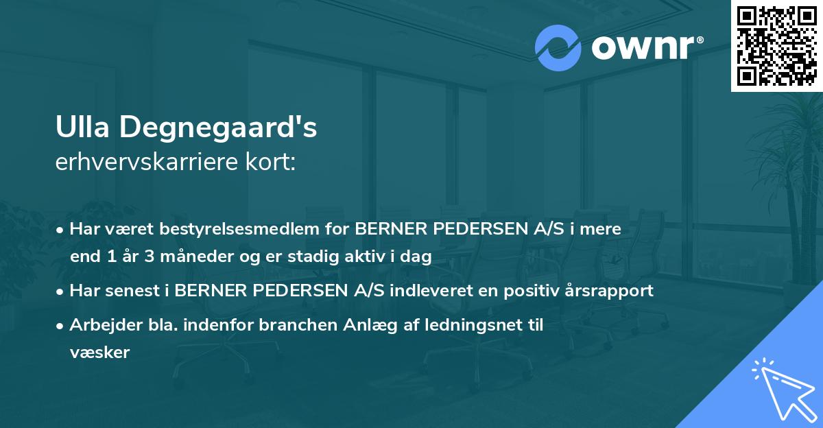 Ulla Degnegaard's erhvervskarriere kort