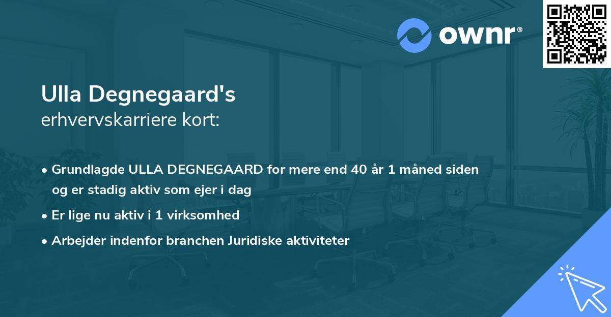 Ulla Degnegaard's erhvervskarriere kort