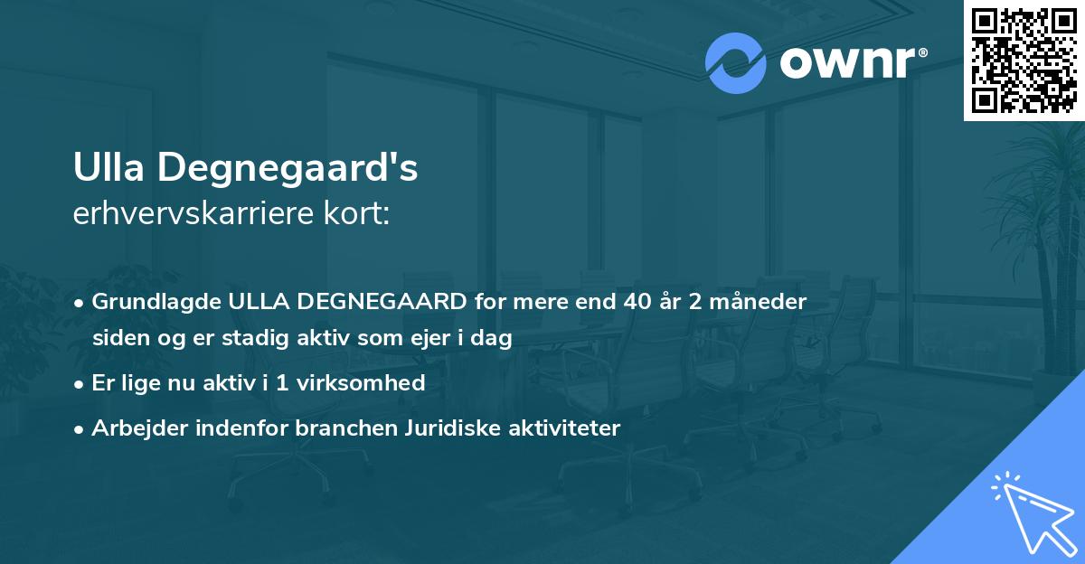 Ulla Degnegaard's erhvervskarriere kort