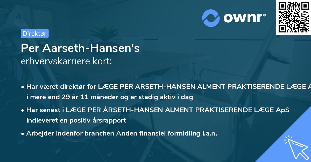 Per Aarseth-Hansen's erhvervskarriere kort