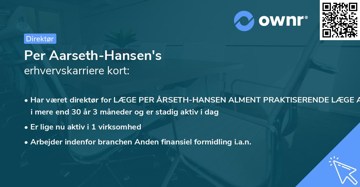 Per Aarseth-Hansen's erhvervskarriere kort