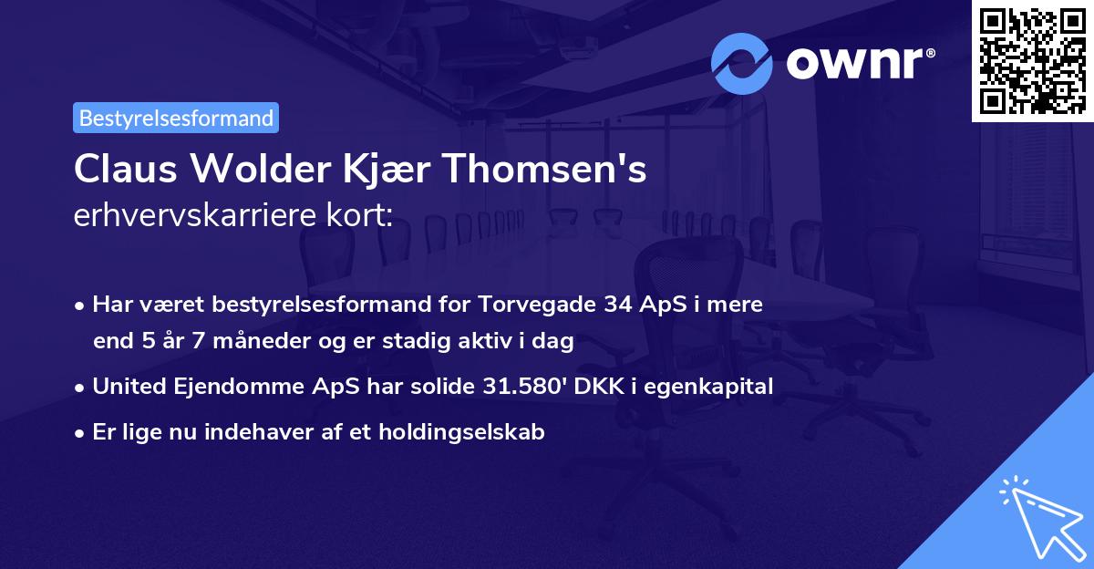 Claus Wolder Kjær Thomsen's erhvervskarriere kort