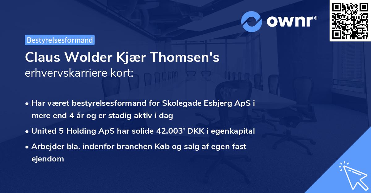 Claus Wolder Kjær Thomsen's erhvervskarriere kort
