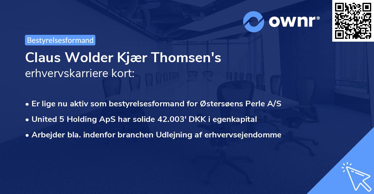 Claus Wolder Kjær Thomsen's erhvervskarriere kort