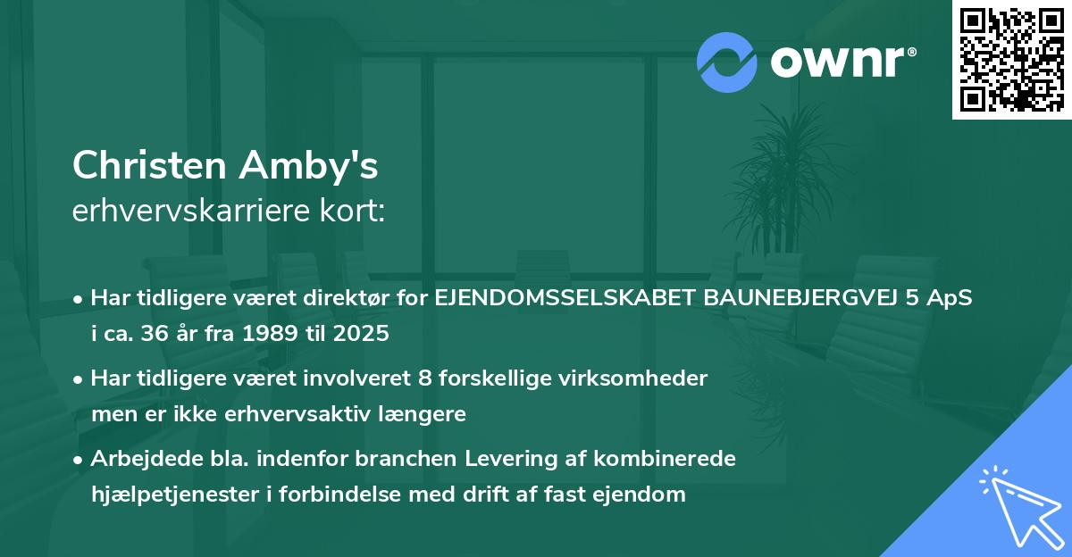 Christen Amby's erhvervskarriere kort