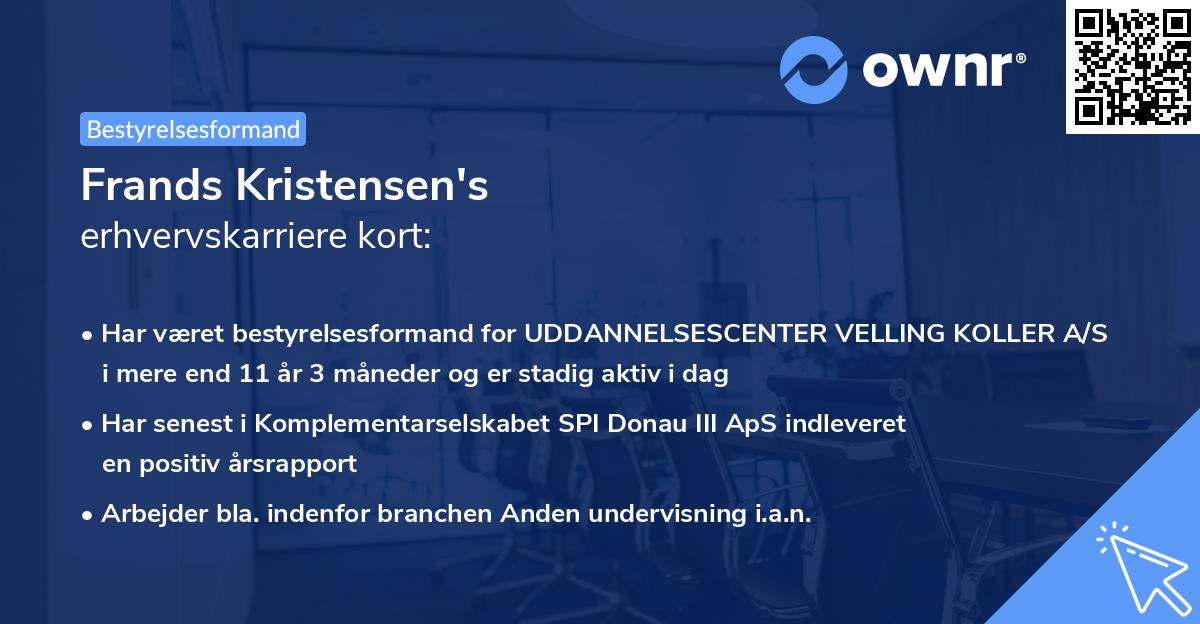 Frands Kristensen's erhvervskarriere kort