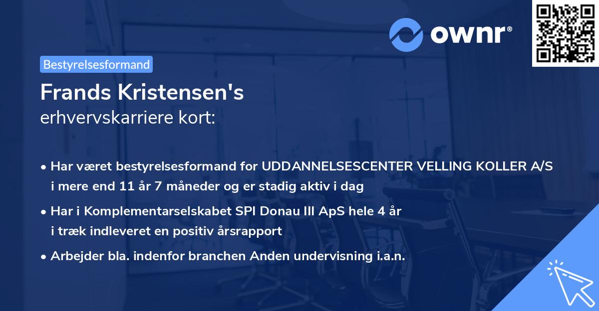 Frands Kristensen's erhvervskarriere kort