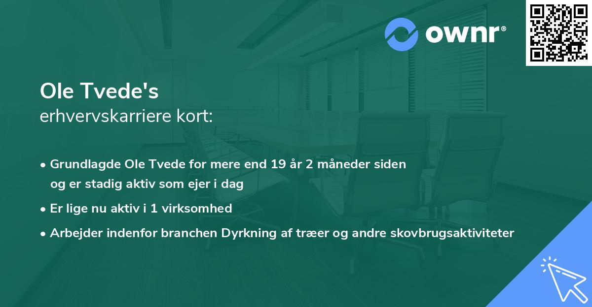 Ole Tvede's erhvervskarriere kort