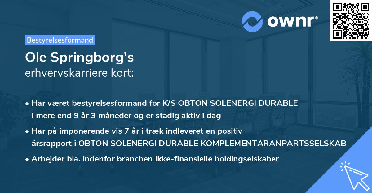 Ole Springborg's erhvervskarriere kort