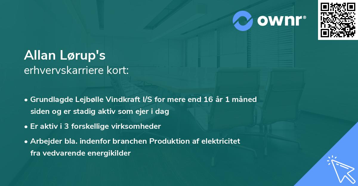 Allan Lørup's erhvervskarriere kort