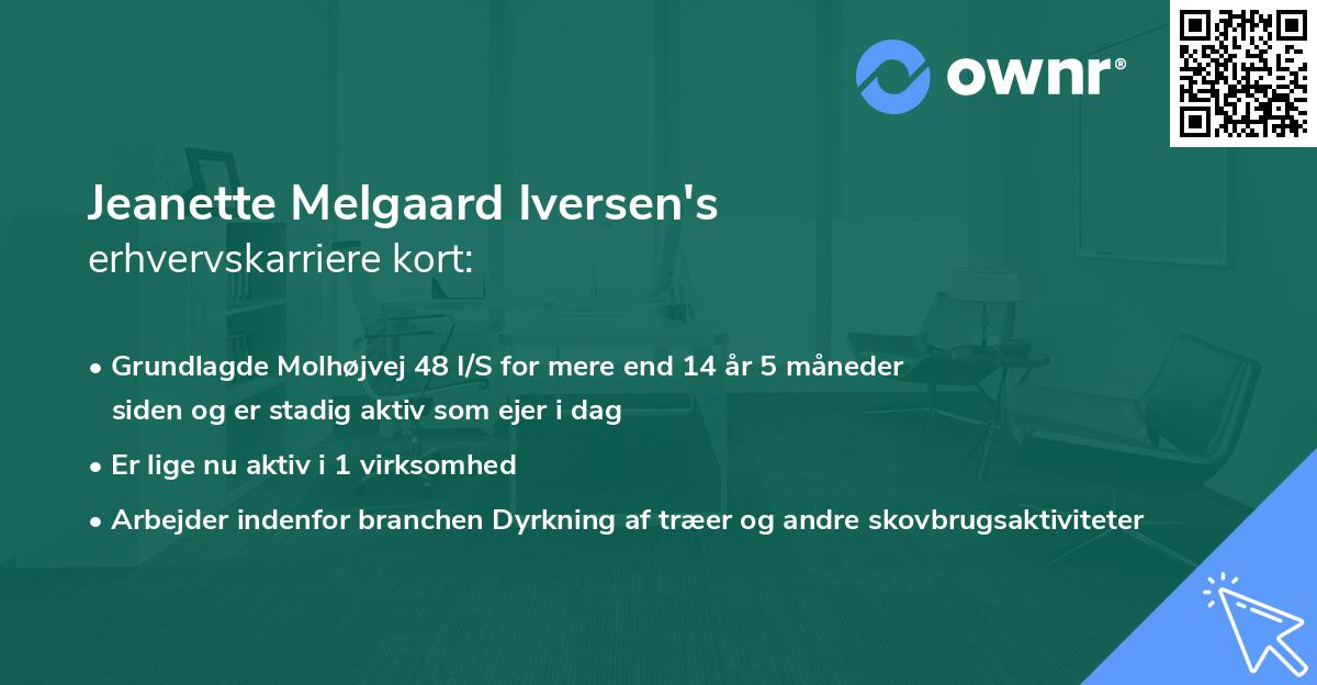 Jeanette Melgaard Iversen's erhvervskarriere kort