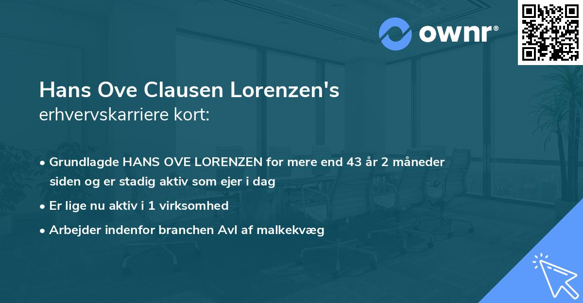 Hans Ove Clausen Lorenzen's erhvervskarriere kort