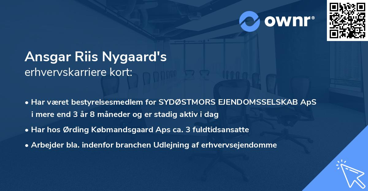 Ansgar Riis Nygaard's erhvervskarriere kort
