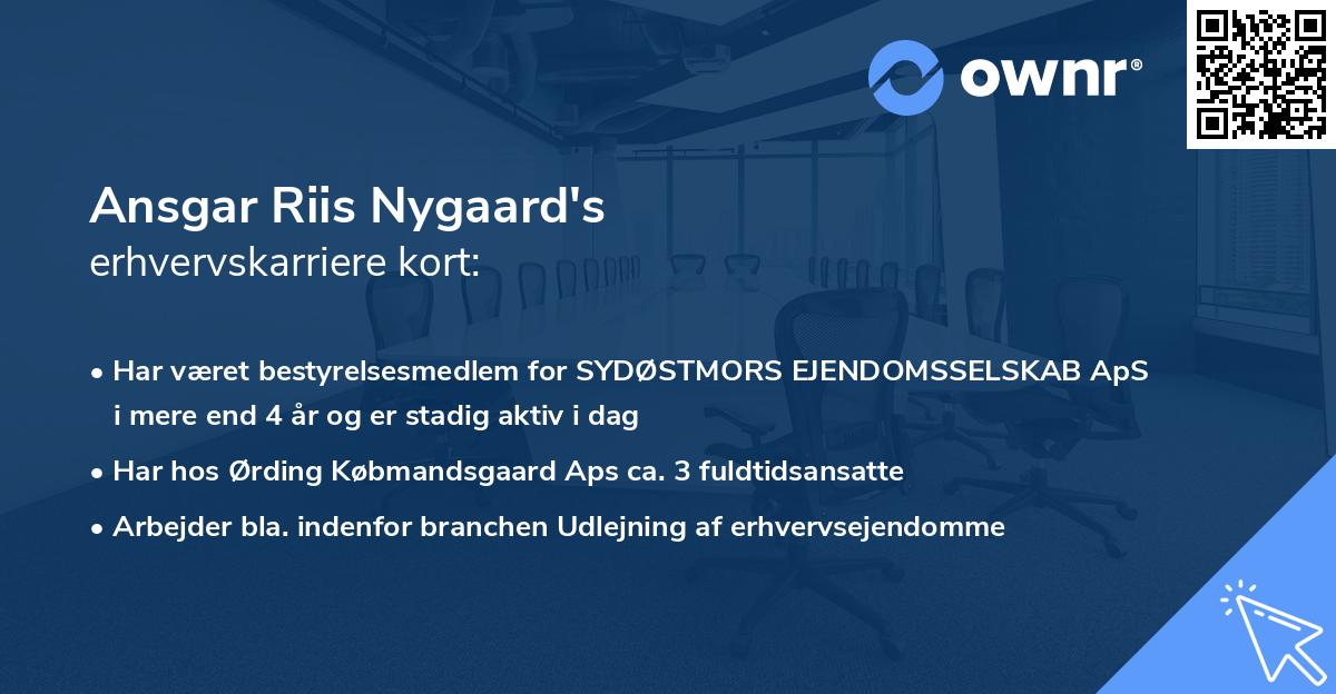 Ansgar Riis Nygaard's erhvervskarriere kort