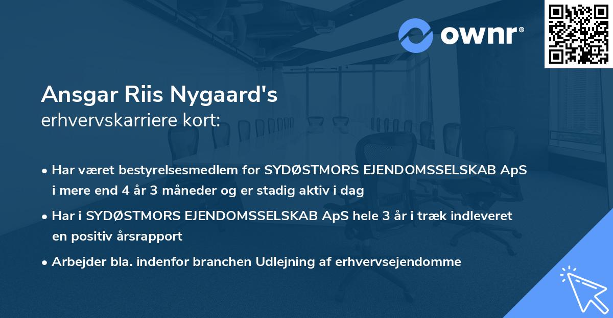 Ansgar Riis Nygaard's erhvervskarriere kort
