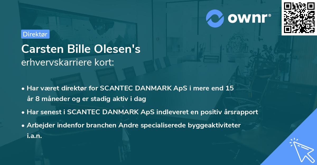Carsten Bille Olesen's erhvervskarriere kort