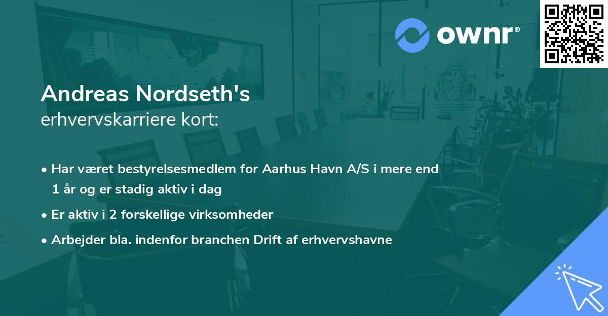 Andreas Nordseth's erhvervskarriere kort