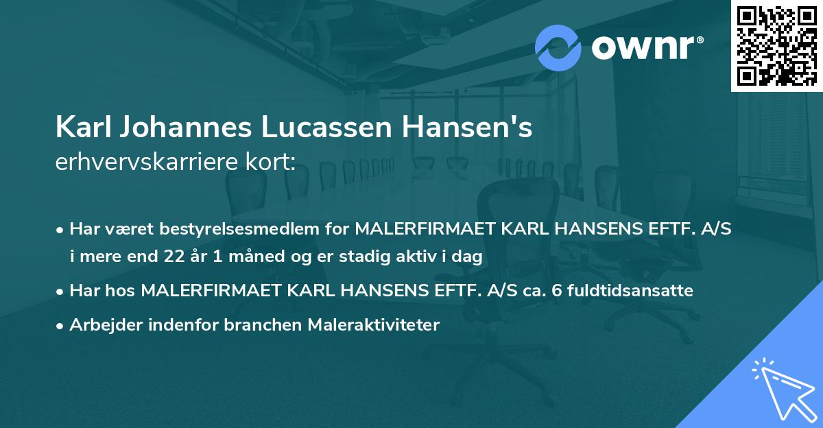 Karl Johannes Lucassen Hansen's erhvervskarriere kort