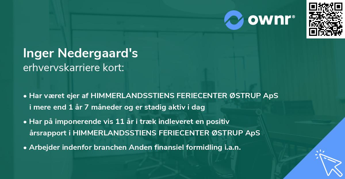 Inger Nedergaard's erhvervskarriere kort