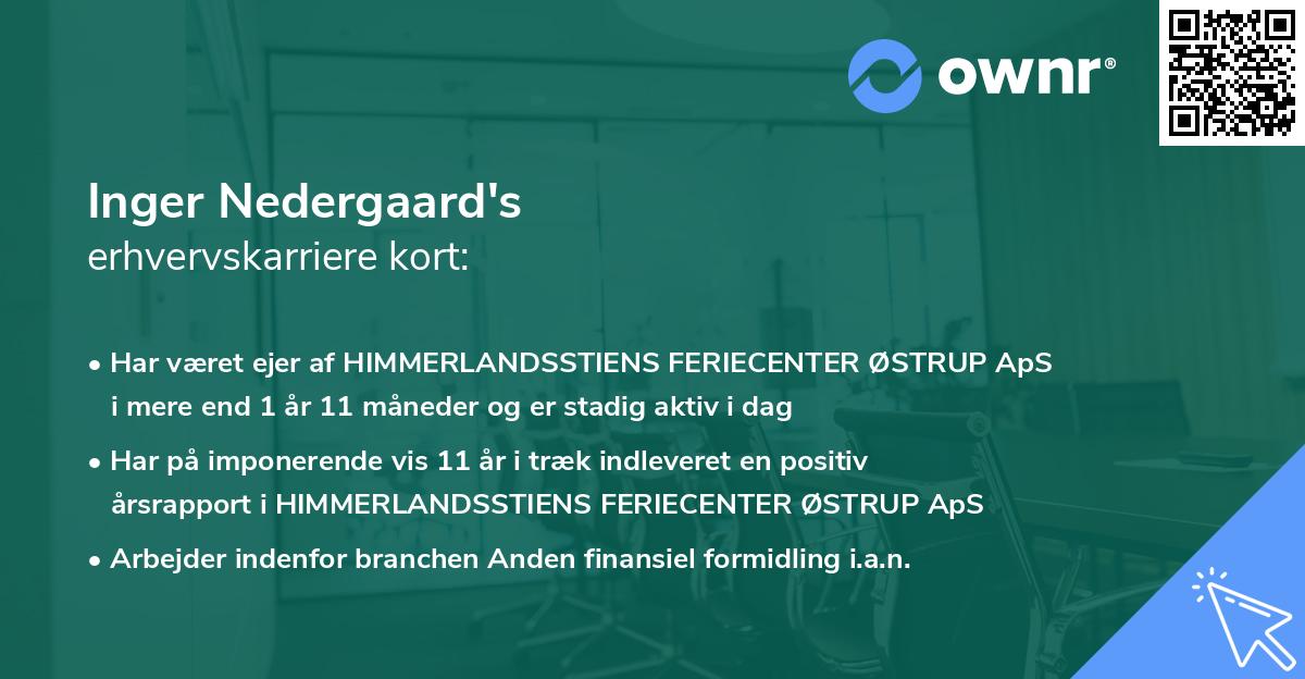 Inger Nedergaard's erhvervskarriere kort