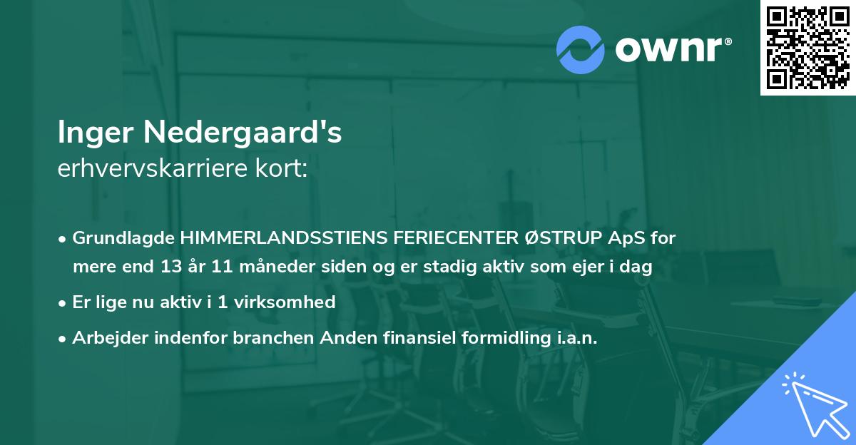 Inger Nedergaard's erhvervskarriere kort
