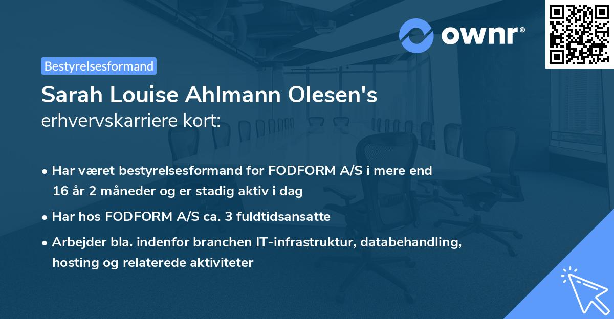Sarah Louise Ahlmann Olesen's erhvervskarriere kort