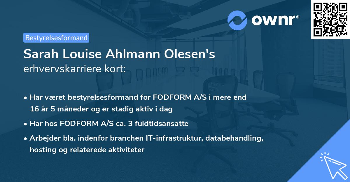 Sarah Louise Ahlmann Olesen's erhvervskarriere kort