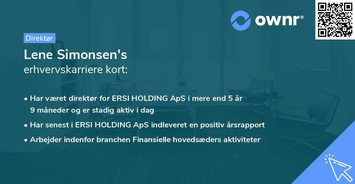 Lene Simonsen's erhvervskarriere kort