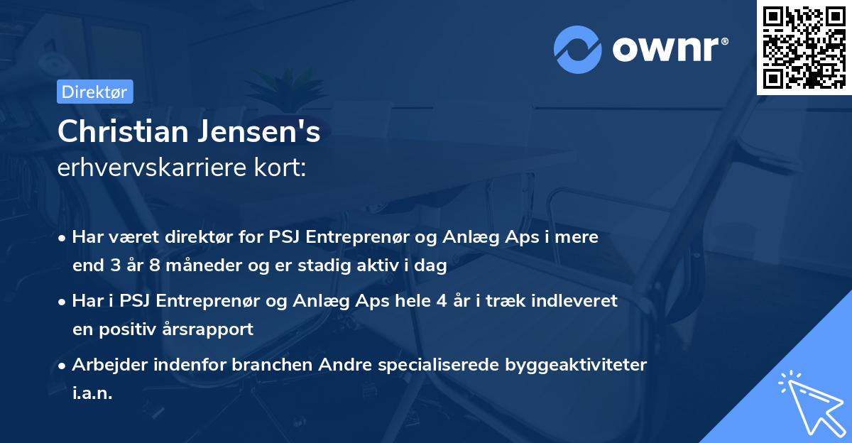 Christian Jensen's erhvervskarriere kort