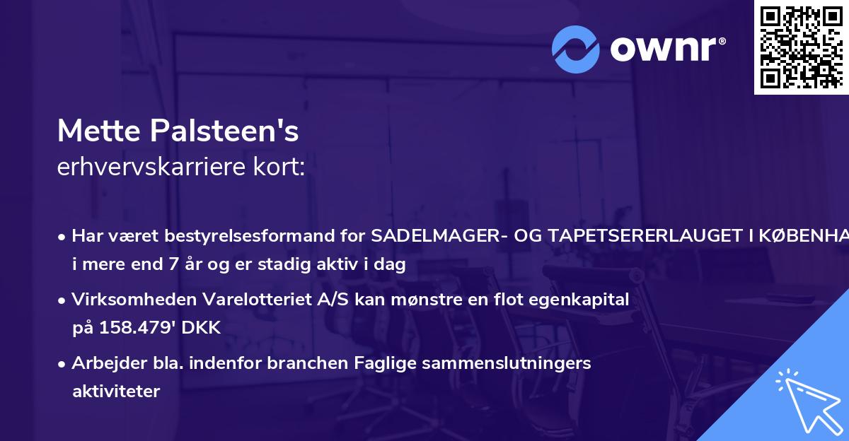 Mette Palsteen's erhvervskarriere kort