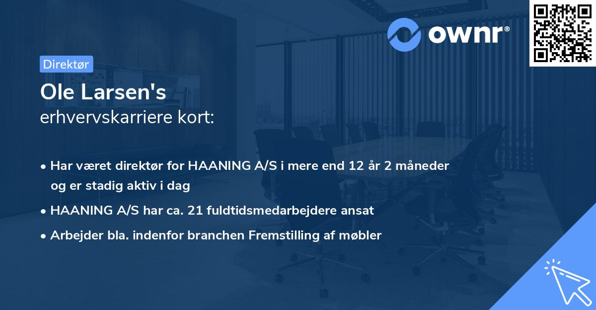Ole Larsen's erhvervskarriere kort
