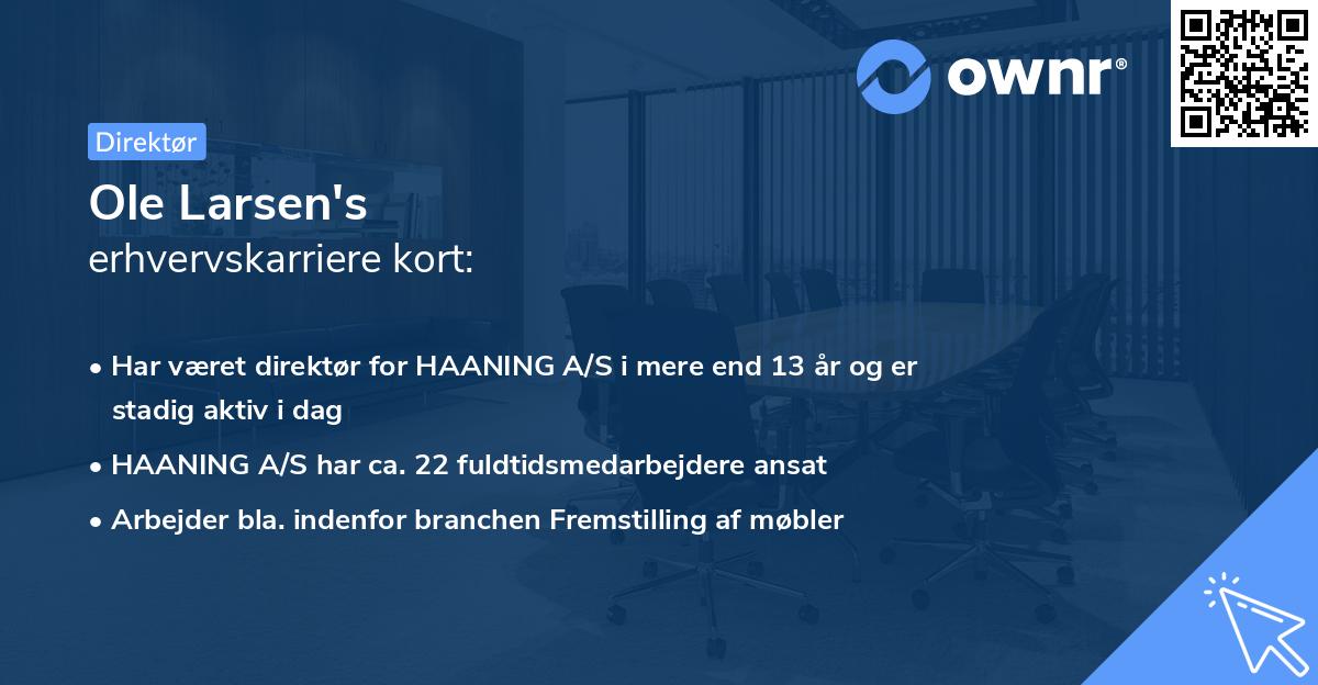 Ole Larsen's erhvervskarriere kort
