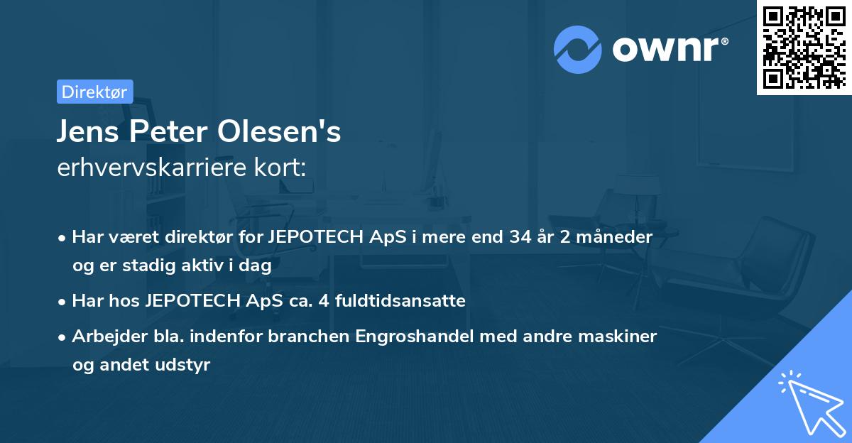 Jens Peter Olesen's erhvervskarriere kort