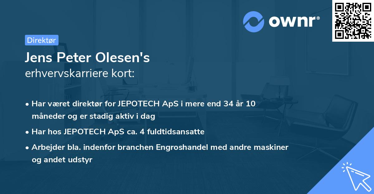 Jens Peter Olesen's erhvervskarriere kort