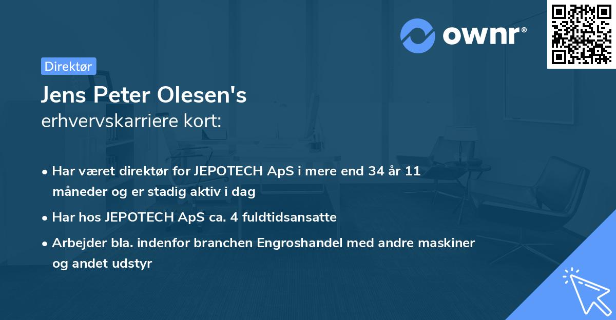 Jens Peter Olesen's erhvervskarriere kort