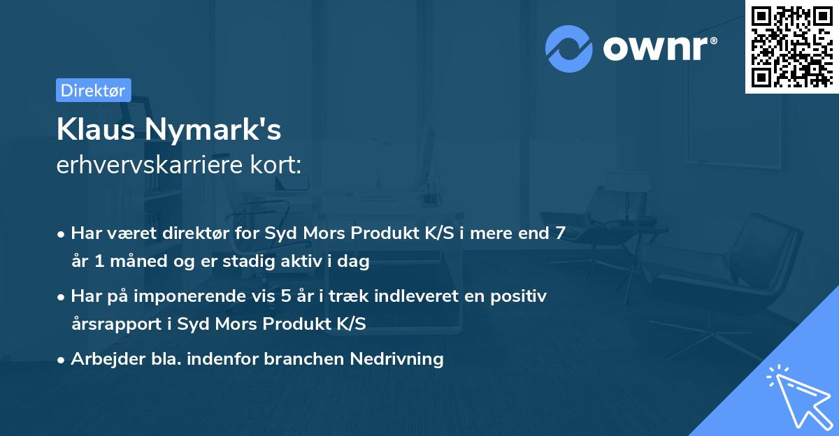 Klaus Nymark's erhvervskarriere kort