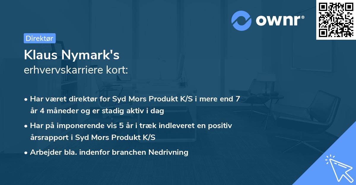 Klaus Nymark's erhvervskarriere kort