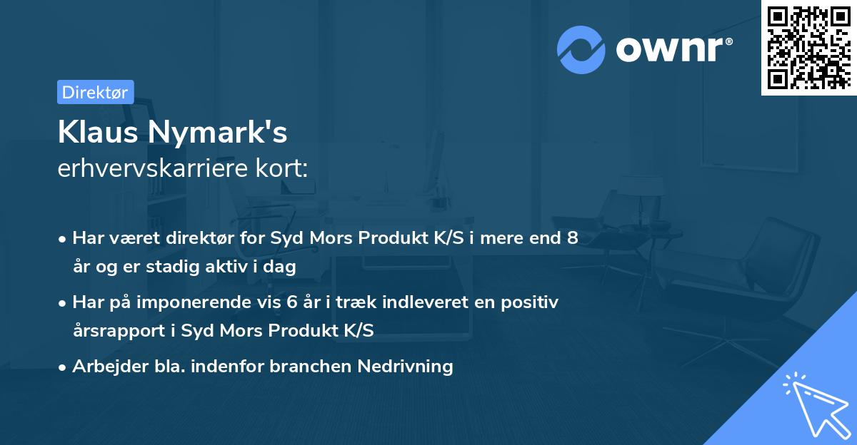 Klaus Nymark's erhvervskarriere kort