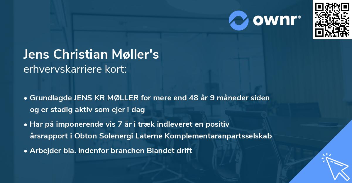 Jens Christian Møller's erhvervskarriere kort