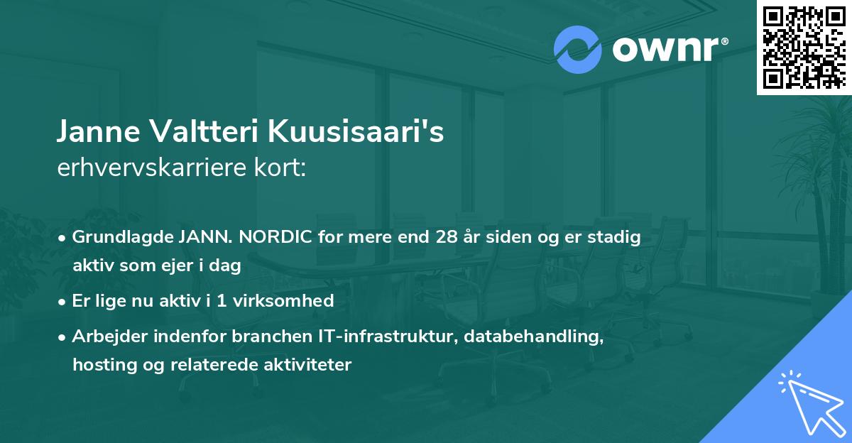 Janne Valtteri Kuusisaari's erhvervskarriere kort