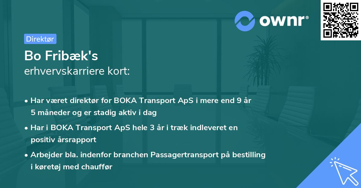 Bo Fribæk's erhvervskarriere kort