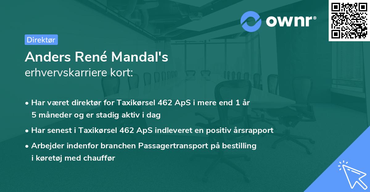 Anders René Mandal's erhvervskarriere kort