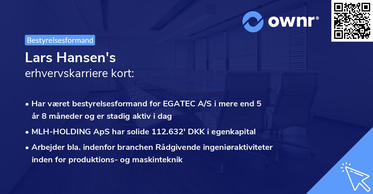 Lars Hansen's erhvervskarriere kort