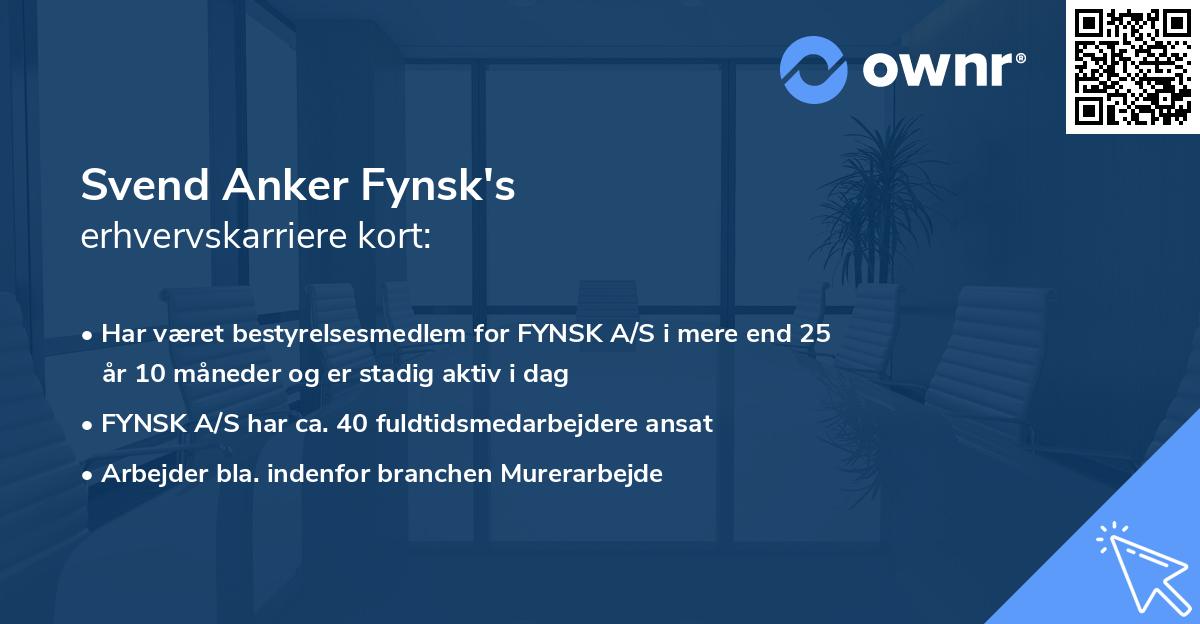 Svend Anker Fynsk's erhvervskarriere kort