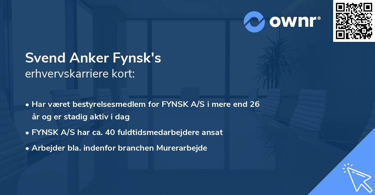 Svend Anker Fynsk's erhvervskarriere kort