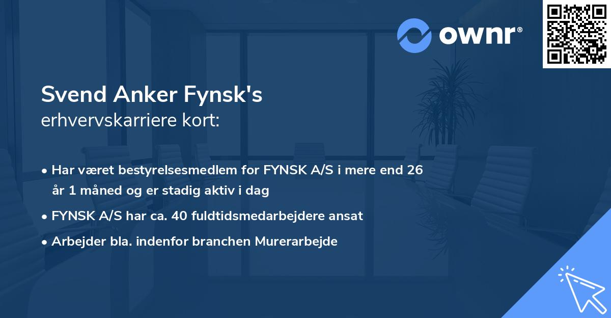 Svend Anker Fynsk's erhvervskarriere kort