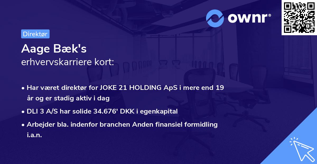 Aage Bæk's erhvervskarriere kort