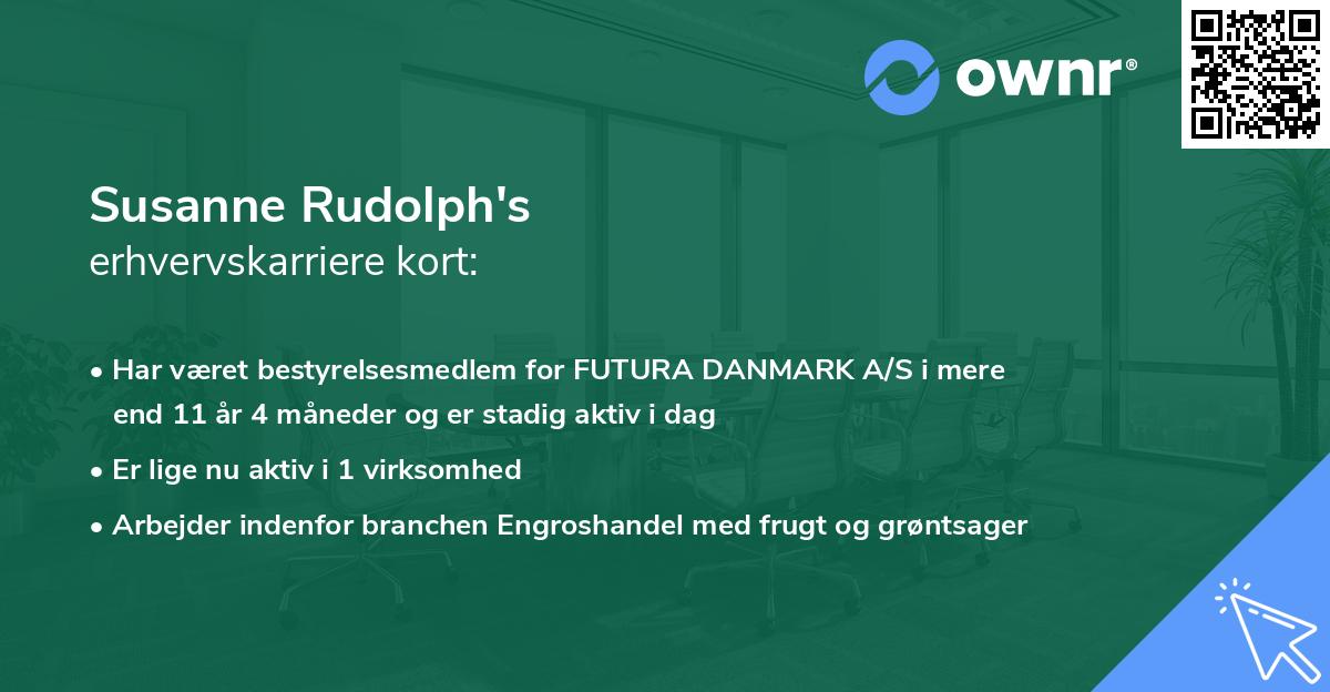 Susanne Rudolph's erhvervskarriere kort