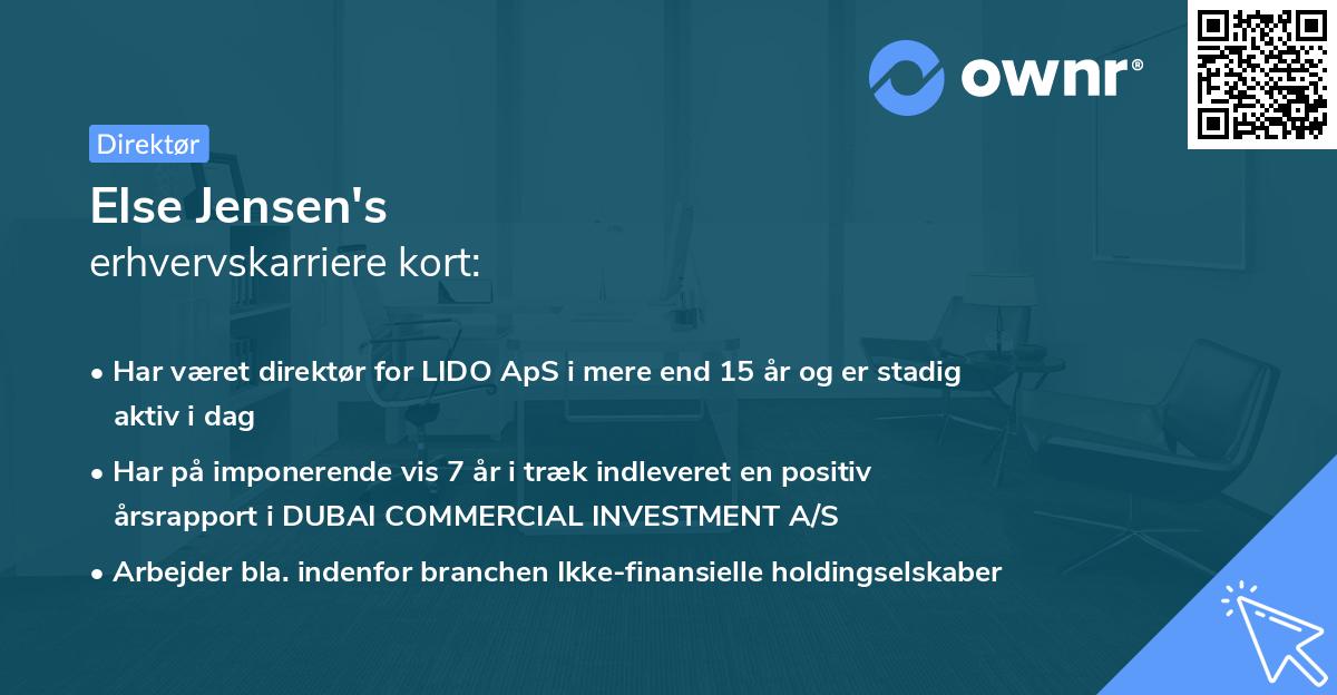 Else Jensen's erhvervskarriere kort