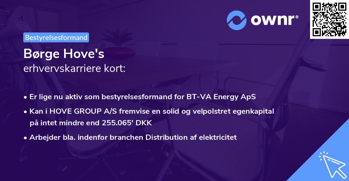 Børge Hove's erhvervskarriere kort